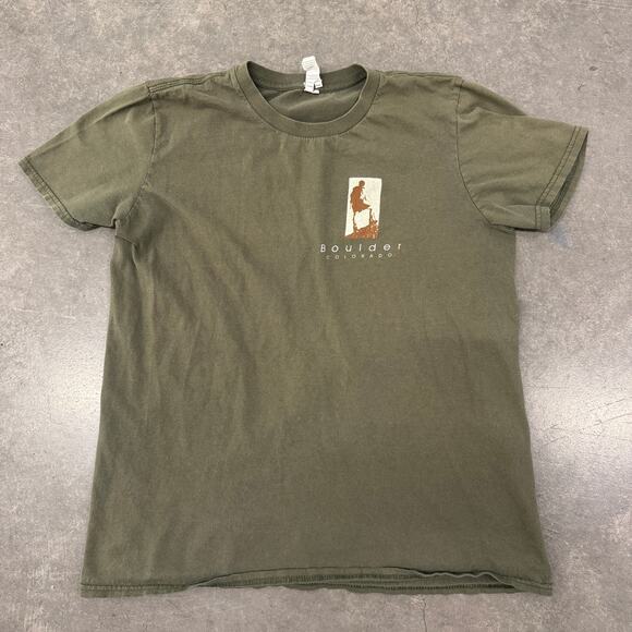 Vintage Y2K The Journey Is The Destination Boulder Colorado Green Graphic Tee M - Picture 2 of 5